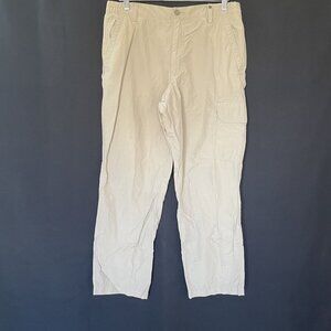 Lands End y2k style Mens Beige Cargo Pants 34" Waist Cotton Lightweight Casual